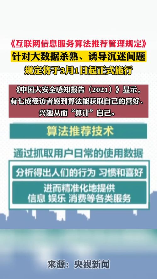 《互聯網信息服務算法推薦管理規定》將于3月1日正式實施，加強網絡信息治理